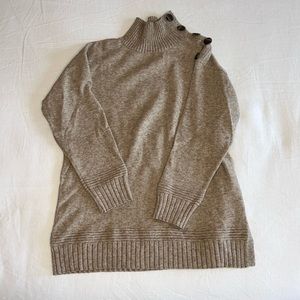 Anthropologie Turtleneck Sweater with Buttons in Tan/Brown - Size Medium